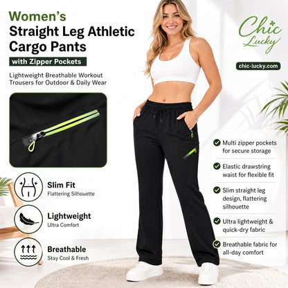 ⏳LAST DAY SALE 50% OFF!!🔥Women’s Straight-Leg Cargo Trousers – Elastic Waist, 6-Pocket Casual Pants for Work, Travel & Everyday Wear 👖✨