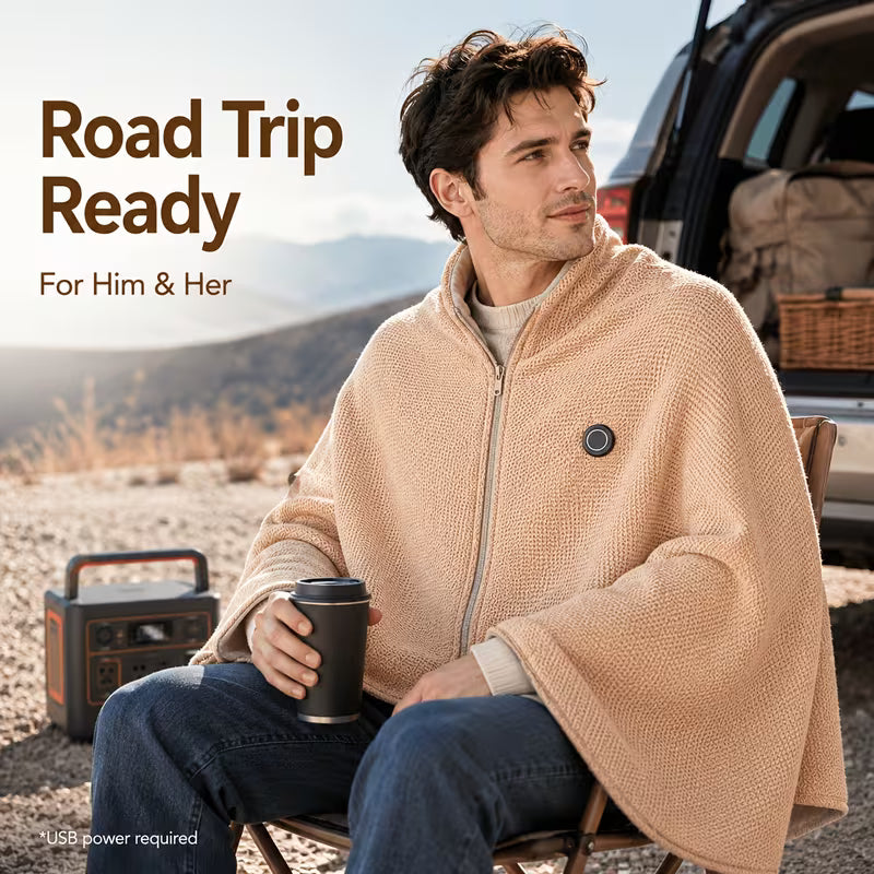 USB heated shawl for road trips
