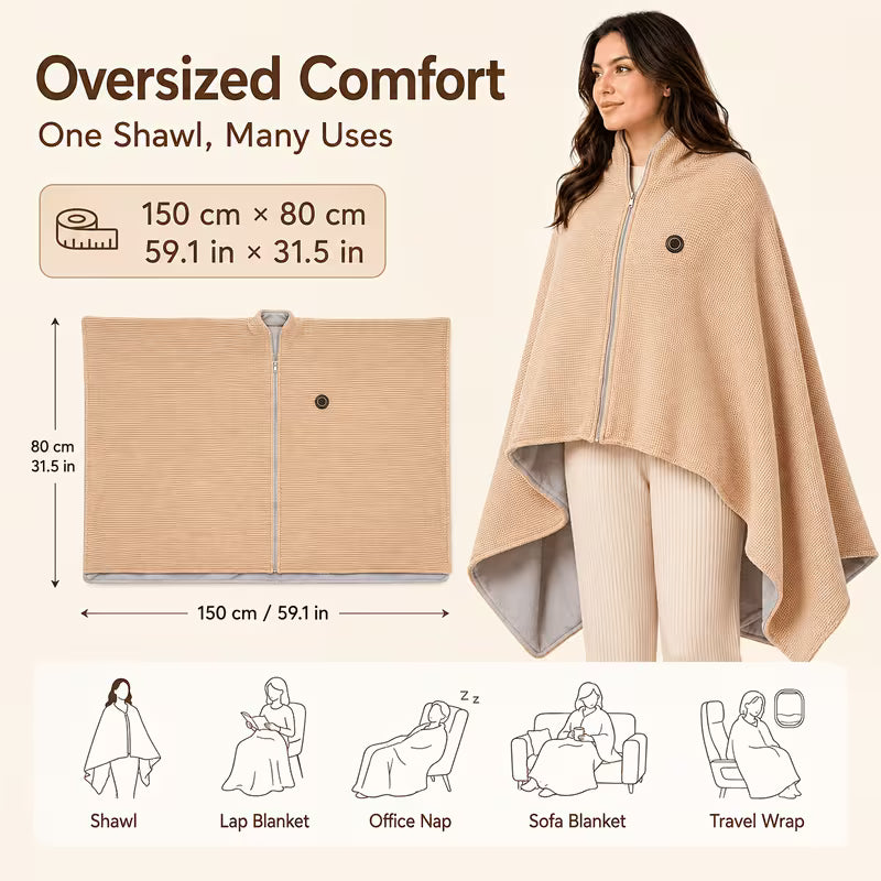 150 by 80 cm heated shawl multiple uses