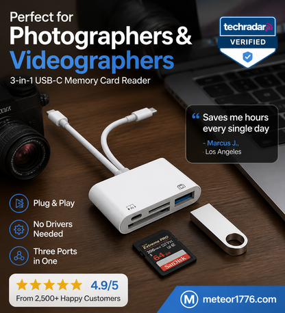 🎁2026 New Arrivals 50% OFF💥🔌 3-in-1 USB-C Memory Card Reader . Read SD, microSD & CF cards – plug & play, fast transfer. 🔥📱