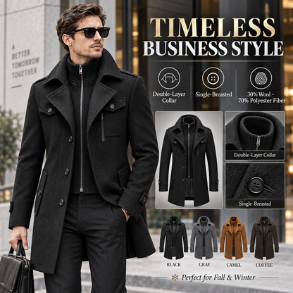 🔥Christmas Sale-Up to 50% OFF✨ Men’s Elegant Wool Blend Coat – Business Style Winter Outerwear