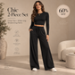 📢📢 60% OFF🔥 | Women's Chic Crop Top & Wide-Leg Drawstring Pants Set