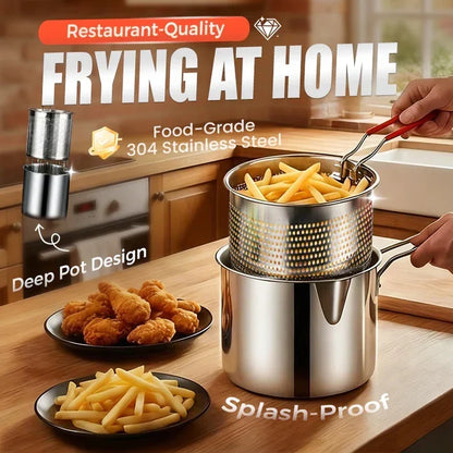 🔥 50% OFF! 🍳 304 Stainless Steel Multifunctional Fryer – Deep Frying Basket, Strainer & Cooking Pot | Heat-Resistant, Easy to Clean & Perfect for Everyday Cooking