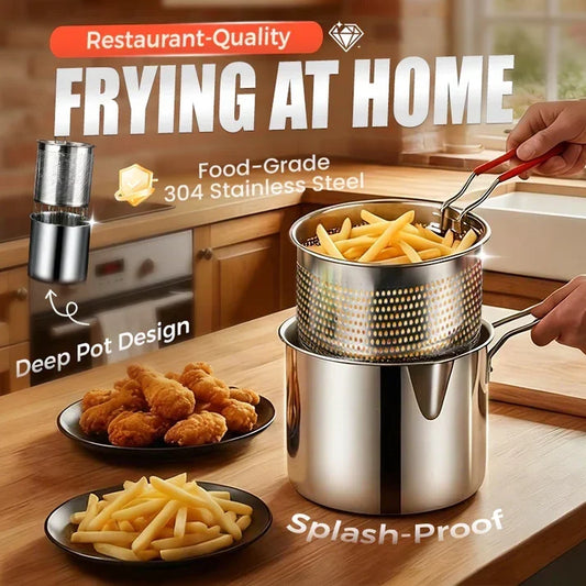 🔥 50% OFF! 🍳 304 Stainless Steel Multifunctional Fryer – Deep Frying Basket, Strainer & Cooking Pot | Heat-Resistant, Easy to Clean & Perfect for Everyday Cooking