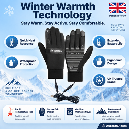 ⚡🧤 50% OFF – USB Heated Winter Gloves – Touchscreen, Grip & Cold-Weather Warmth