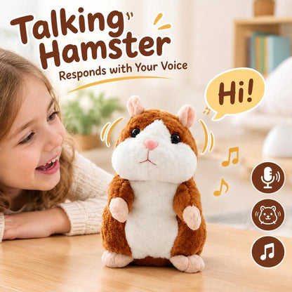 🐹 Last Day Special Price £9.99! Free Shipping！✨Talking Hamster Plush – repeats whatever you say, auto head-shaking, hilarious fun for kids & adults.🎁