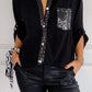 🔥2025 HOT SALE🌸Cotton V-neck Sequin Mid-sleeve Casual Top