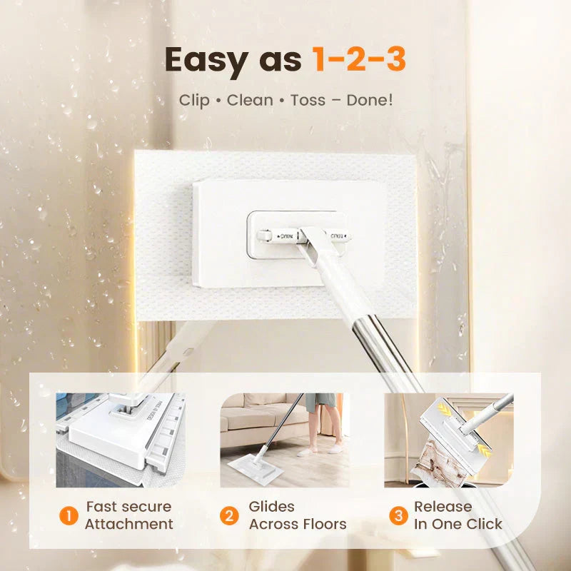 Clip clean release disposable cloth mop