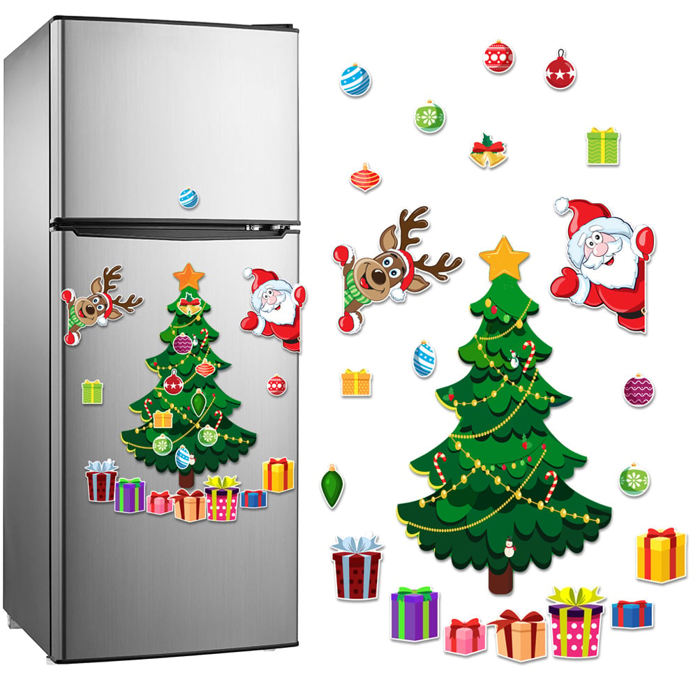 Christmas tree Santa reindeer magnetic decoration set