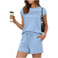 🔥LAST DAY SALE 60% OFF👍✨Women's Crew Neck Top & Drawstring Pants Short/Long Set