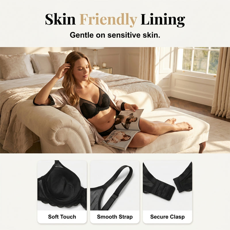 Underwire lace support bra