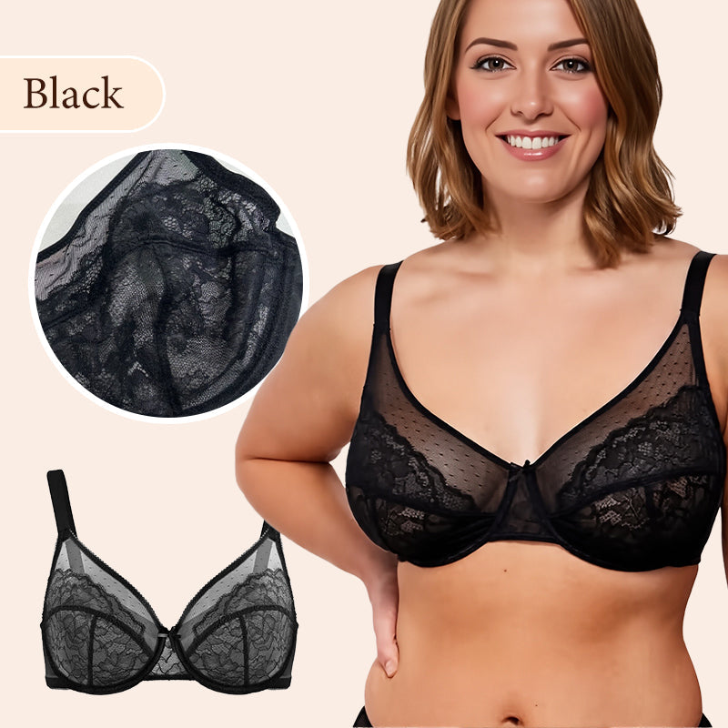 Black lace support bra