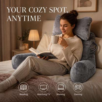 🔥 50% OFF! 📖 Multi-Functional Reading Pillow with Waist Support | Comfortable Back & Lumbar Cushion | Perfect for Bed, Sofa & Relaxing at Home ✨  FB广告文案