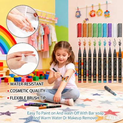 🌈⏳LAST DAY SALE 50% OFF🎨Temporary Tattoo Markers for Skin👍✨Perfect For Unique Body Art🔥