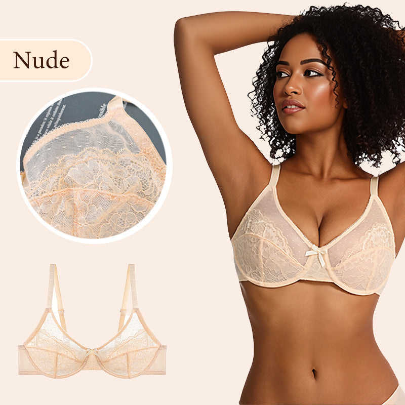 Nude lace support bra