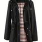 ☔ 50% OFF | Women's Waterproof Hooded Raincoat – Adjustable Waist & Plaid Lining