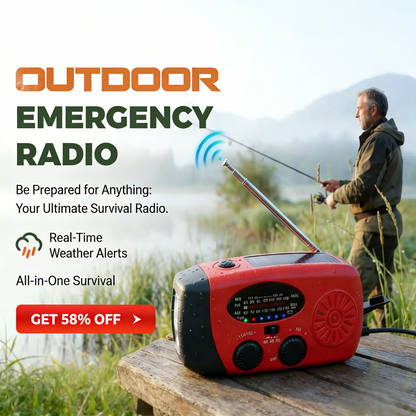 📻 50% OFF – Solar Hand-Crank Emergency Radio | AM/FM Radio, LED Torch & Emergency Power Bank