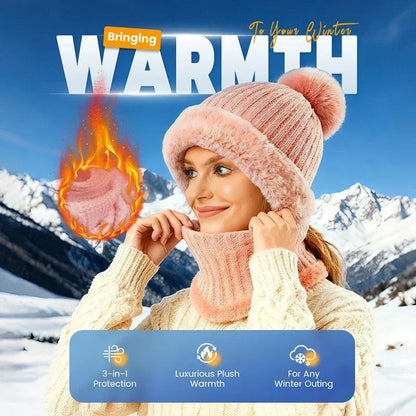 ❄️ 50% OFF – Women's 3-in-1 Knitted Beanie, Scarf & Face Cover | Warm Winter Outdoor Set
