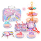 🌸LAST 48 HOURS SALE 49% OFF🦄Unicorn Castle Pretend Tin Teapot and dessert rack set❄️2