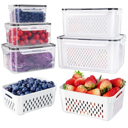 🔥50% OFF TODAY! 🍓 3-Piece Fruit Container Set 🥝 Removable Colander, Leak-Proof & Stackable ✨ Perfect for Storing, Washing & Keeping Fruit Fresh 🧊