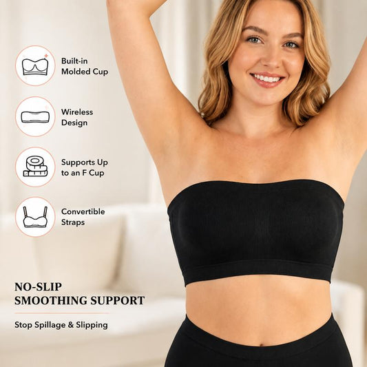 ⏳LAST DAY SALE ONLY ￡9.99!!👍✨Convertible Strapless Bandeau Bra with Wireless Comfort, Anti-Slip Grip & Removable Straps Fit Outfits👙🇬🇧