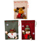 Drawstring Christmas Handmade 3D Xmas Linen Gift Bags