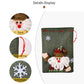 Drawstring Christmas Handmade 3D Xmas Linen Gift Bags