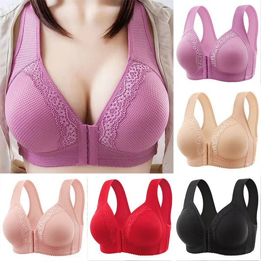 💥Buy 1 get 1 free💥Breathable - Plus size bra fastened at front with non-steel hoops Buy 1 get 1 free