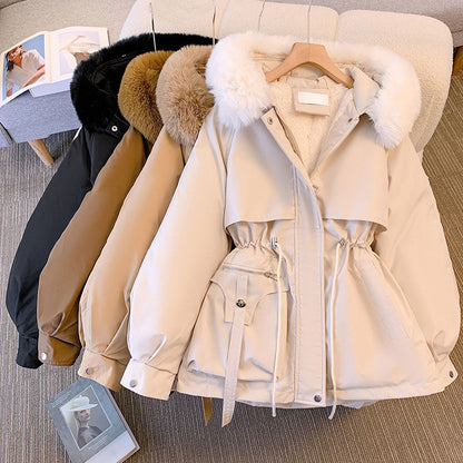 🔥 50% OFF 🧥 Women’s Mid-Length Parka – Defined Waist, Faux-Fur Detail & Practical Pockets