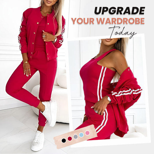 🔥 50% OFF ❤️ Women’s 3-Piece Baseball Jacket & Pants Set – Sporty, Relaxed & Effortlessly Put Together