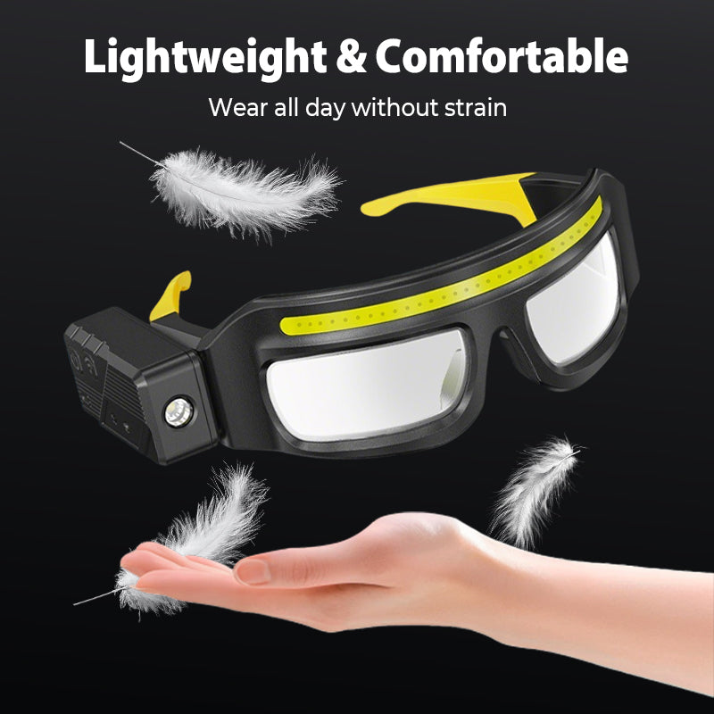 Water-resistant hands-free work light glasses