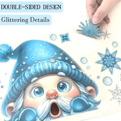 🎄 50% OFF❄️ | Christmas Glitter Window Clings – 9PCS Reusable Double-Sided Decorations