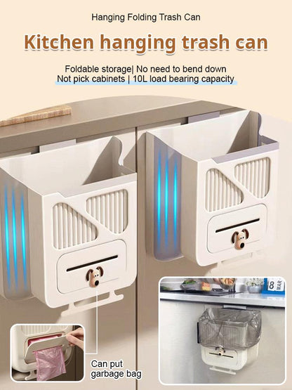 🔥 50% OFF NOW! ⏰ Folding Hanging Kitchen Bin | Space-Saving Food Waste & Rubbish Bin | Easy to Hang & Store ✨