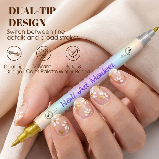 🔥 50% OFF 💅 Dual-Tip Nail Art Pens – Dot, Draw & Create Salon-Style Nails at Home 🖌️✨