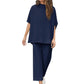 🔥LAST DAY SALE 50% OFF!!✨Women's 3/4 Sleeve Capelet Wide-Leg Pants Set