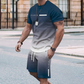 🏆Summer Cool Deal: ONLY ￡15.99!!😎Men's Gradient Color T-Shirt & Shorts Set