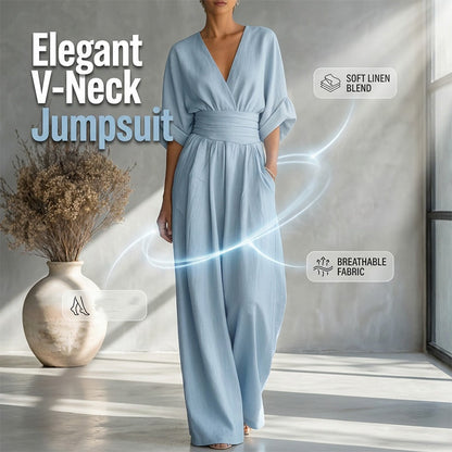 🔥 50% OFF! 👗 Women’s V-Neck High-Waist Wide-Leg Jumpsuit | Elegant & Comfortable One-Piece Outfit | Effortless Everyday Style ✨