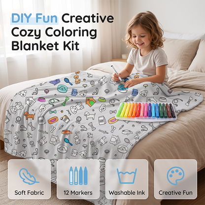 🔥 50% OFF 🎨 Creative Cozy Coloring Blanket Kit – Color, Wash & Create Again