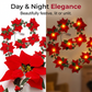 ✨ Bring Christmas Home Early 🎄 50% OFF Light-Up Poinsettia Garland – Warm Glow Anywhere, No Plug Needed!