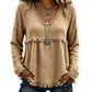 🌸LAST DAY SPECIAL PRICE!!🌸Women's Bohemian Fringe V-Neck Long Sleeve Blouse, Loose Casual Tunic Top