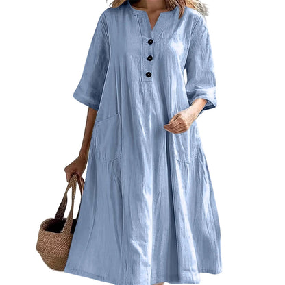 ⏰LIMITED TIME PRICE: ONLY ￡13.99!!!🔥Women’s Oversized A-Line Midi Dress with Pockets