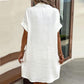 🔥50% OFF TODAY! 👗 Women's Buttoned Short Sleeve Pocket Shirt Dress ✨ Lightweight, Breathable & Perfect for Everyday Wear