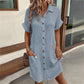 🔥50% OFF TODAY! 👗 Women's Buttoned Short Sleeve Pocket Shirt Dress ✨ Lightweight, Breathable & Perfect for Everyday Wear