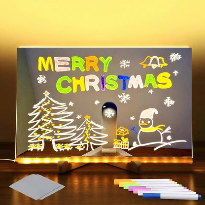 🌲EARLY CHRISTMAS SALE 50% OFF! 🎁✨ LED Note Board with Colour Markers 🌈 Reusable for Notes, Reminders & Creative Doodles 💡