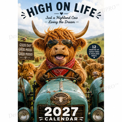 🎁Last Day Promotion 49% OFF🔥2027 Funny Highland Cow Wall Calendar | A4 Hanging Calendar | Designed by Isabel Kline
