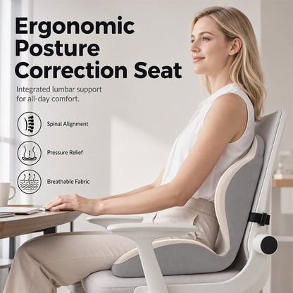 🔥 50% OFF! 🪑 Ergonomic Memory Foam Seat Cushion with Back Support | Pressure-Relieving Comfort for Office, Car & Home | Supportive Cushion for Long Sitting ✨