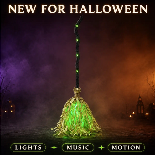 🎃 50% OFF TODAY! 🧙 Make Your Halloween Display Impossible to Ignore 👻 Animated Witch Broom with Lights, Sound & Spooky Movement