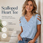🔥50% OFF TODAY! 💕 Women’s Scalloped V-Neck Heart Print T-Shirt ✨ Soft, Casual & Flattering Fit | Perfect for Everyday Wear, Holidays & Summer Outfits 🌸