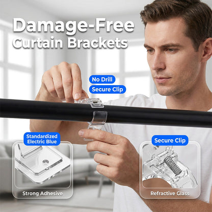 🔥 50% OFF! 🛠️ Heavy-Duty Self-Adhesive Rod Support Brackets | No-Drill Curtain Rod Holders | Strong, Easy to Install & Space-Saving ✨