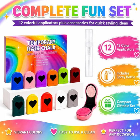 🔥 50% OFF! 🌈 Temporary Hair Chalk Set for Girls | Washable Hair Colouring Sticks | Fun DIY Hair Colour for Parties, Holidays & Creative Looks ✨